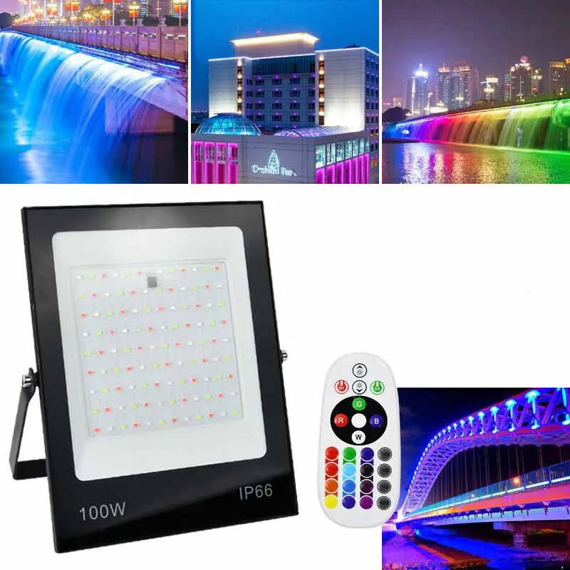 LED Flood Light Outdoor Spotlight Floodlight 100/50/30W Wall Washer Lamp Reflector IP65 Waterproof Garden 220V RGB Lighting led floodlight outdoor
