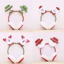 Рождественская Детская повязка на голову; зимние теплые плюшевые наушники с милыми ушками; повязка на голову с Санта Клаусом; зимние аксессуары для детей и взрослых