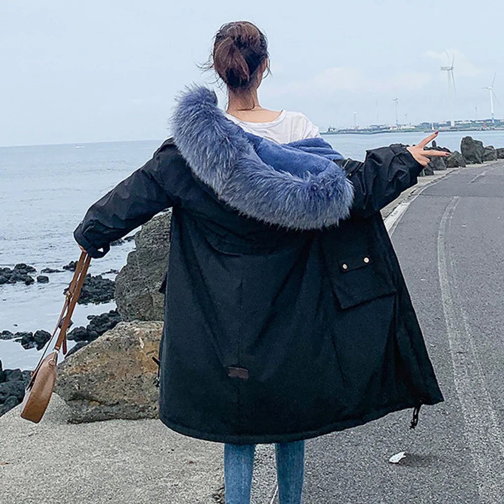 CHAMSGEND, теплое зимнее длинное пальто для женщин, плюс размер, S-XL, на завязках, женские парки с капюшоном, с искусственным мехом, Толстая Повседневная Верхняя одежда