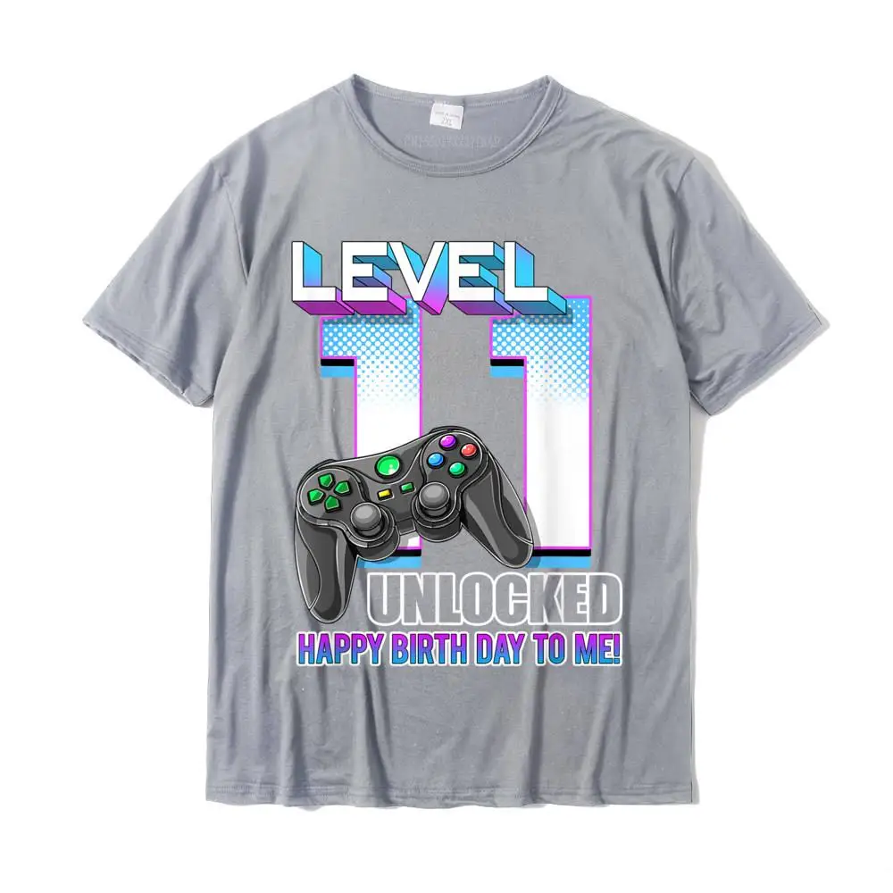 Customized Short Sleeve Tops T Shirt Lovers Day Crewneck Cotton Men Top T-shirts Design Customized T Shirts Funky Boys Level 11 Unlocked Funny Video Gamer 11th Birthday Gift T-Shirt__MZ16399 grey