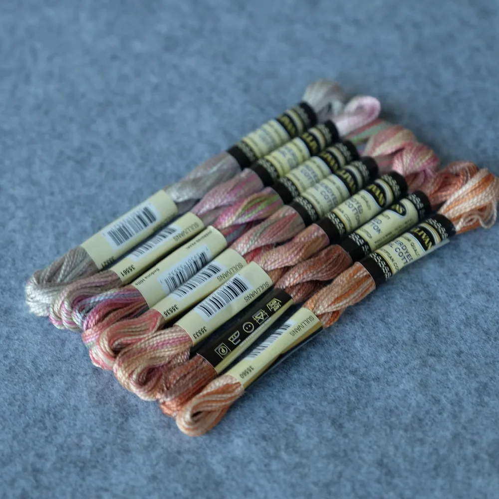 

Autumn Variegated 7 Colors per Set Size 5 Pearl Cotton Embroidery thread 15 yards skein 100 Egyptian Mercerized Cotton
