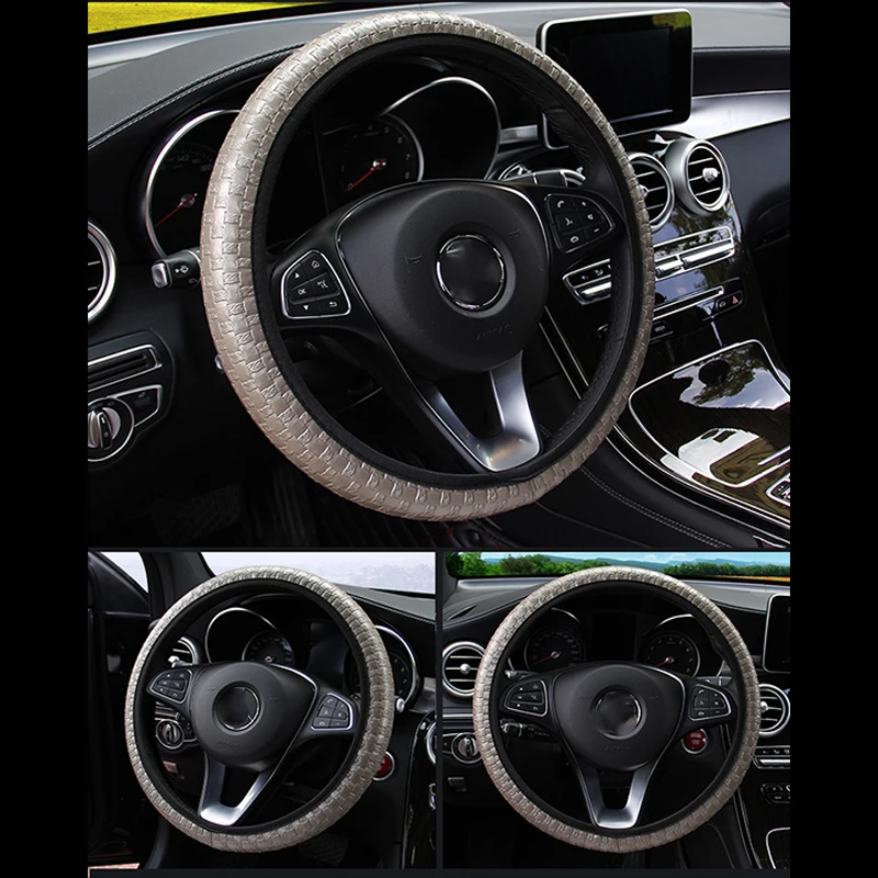 38 см Кожаный тканый нескользящий автомобильный чехол на руль для Citroen C5 C4 C3 Mini Cooper Opel Astra H G J Vectra C Saab Suzuki