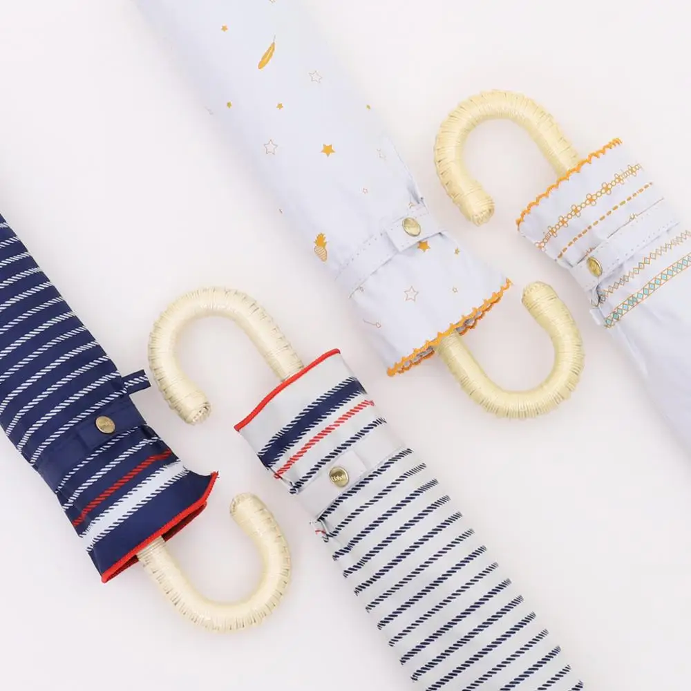 

Tiohoh Umbrella Creative Minimalism Geometry Stripe Semi-automatic Men Women UV Protection Fold Compact Sun Umbrella