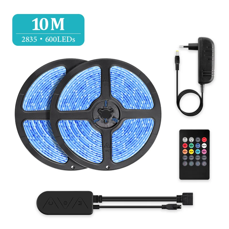 Светодиодный светильник RGB 5 м/10 м 2835/5050 водонепроницаемая светодиодная лента с пультом дистанционного управления и Bluetooth контроллером для домашнего декора светильник ing - Испускаемый цвет: 2835 600LEDs 10M