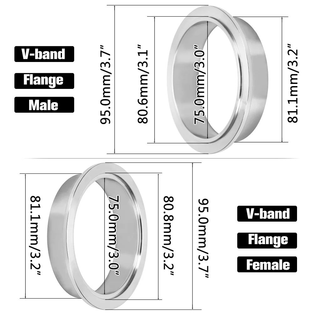 WLR RACING-(2PC/LOT) 3.0" V-Band Flange High Quality Stainless Steel 304 FEMAL & MALE OR NORMAL V Band Flange WLR-VFM30/VFN30