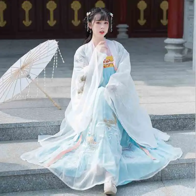 

Luxury Hanfu Women Chinese Traditional Embroidered Phoenix Hanfu Blue Carnival Cosplay Costume Women Summer Dress For Women