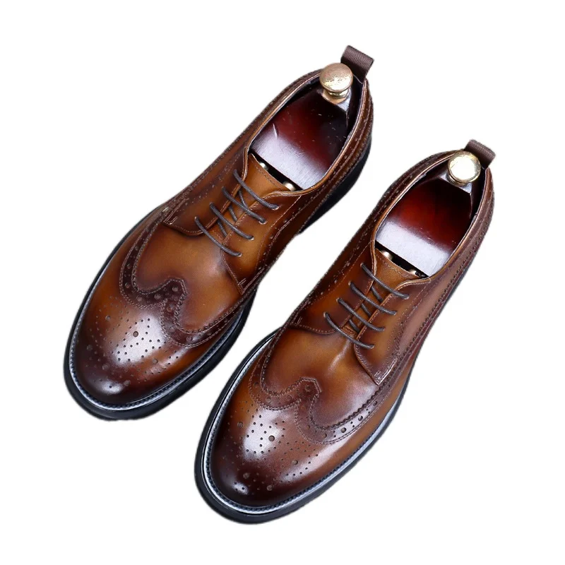 

69513 Men's Leather Shoes 2021 Summer New Men's Business Shoes Black Height Increasing Leisure Dress Shoe