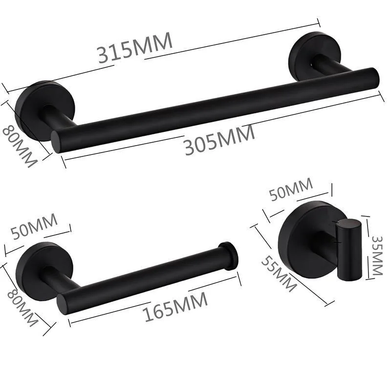 3pcs set biggers черный цвет 304 нержавеющая сталь аксессуары для ванной набор 3 шт держатель полотенец держатель бумаги одиночный крюк для одежды - Цвет: 3pcs set