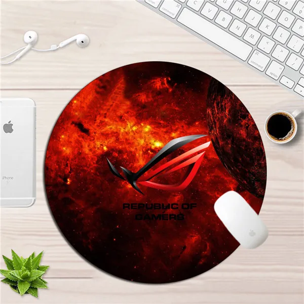 NO.7 Круглый коврик для мыши Asus 22x22 см геймер компьютерный игровой коврик для мыши запирающийся край нескользящий прочный канцелярский стол коврик аксессуары для ПК - Цвет: NO.7