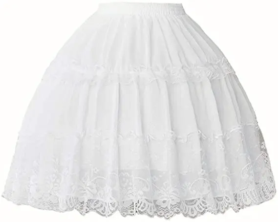 

Women's Adjustable Hoops Lace Short Petticoat White Lolita Fashion Cosplay Underskirt 45CM