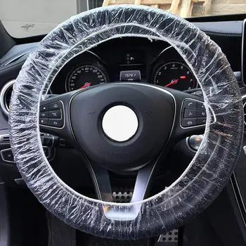 

100Pcs Clear Elastic Disposable Steering Wheel Cover Waterproof Anti-dust Accessories for Auto Car Truck Universal