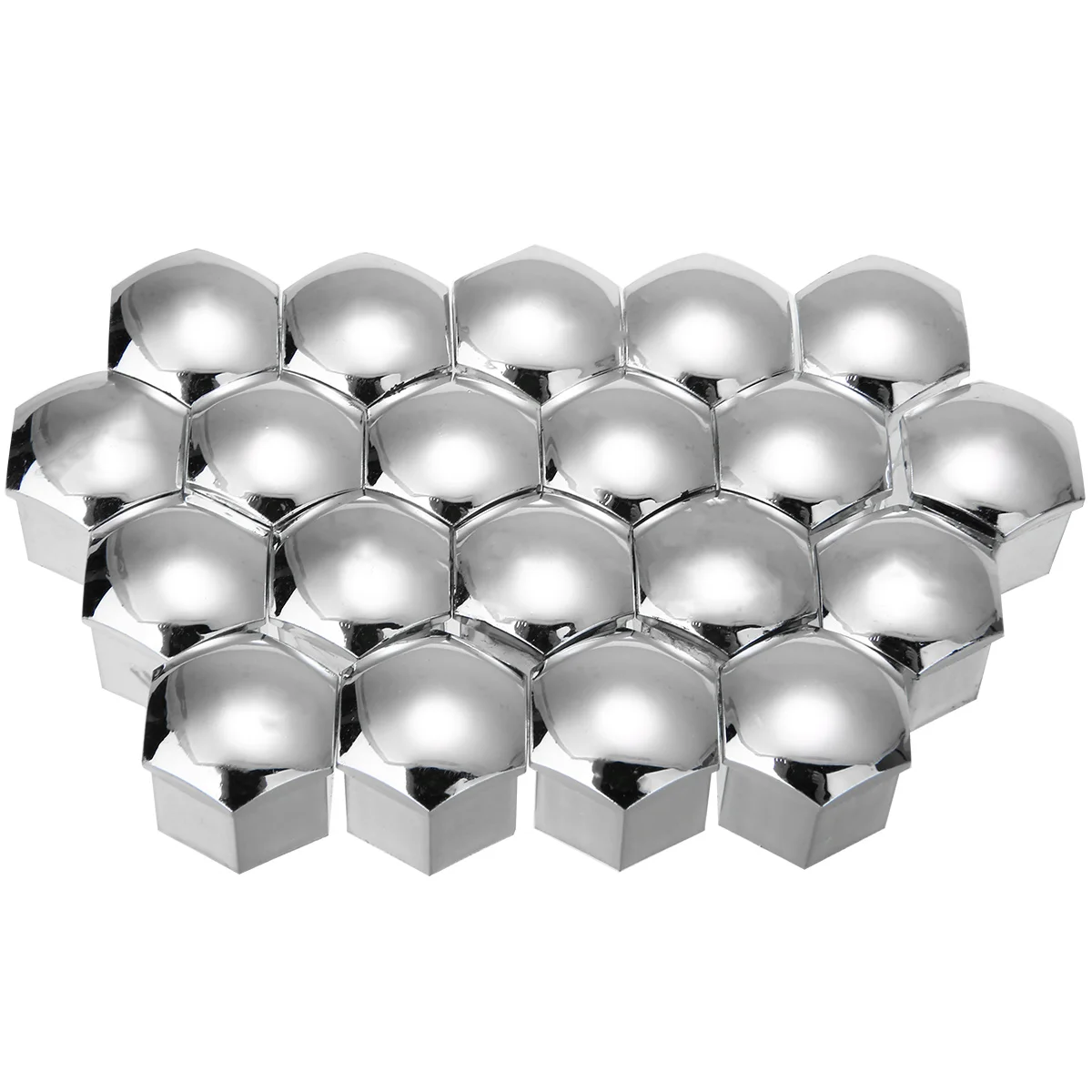 20Pcs Car Wheel Nut Caps Auto Hub Screw Cover 21mm Bolt Rims Exterior Decoration Special Socket Protection Dust Proof Silver