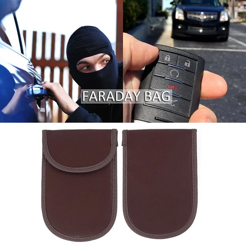 Чехол для автомобильных ключей чехол коричневого цвета с блокировкой сигнала