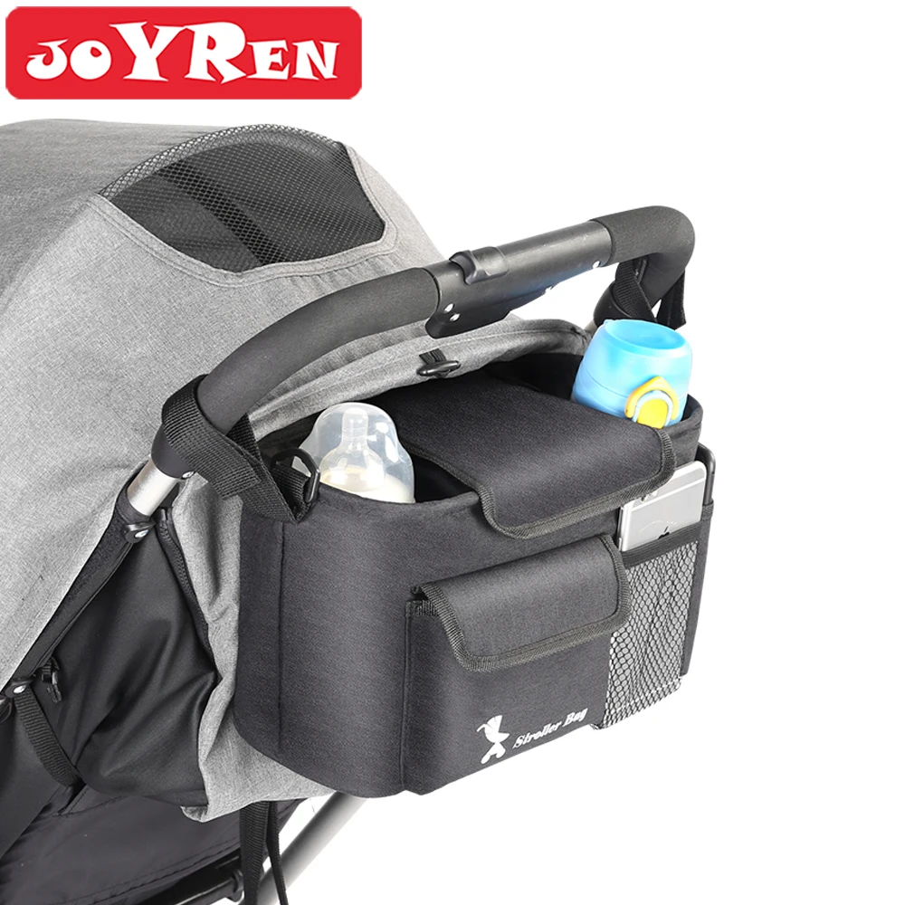 

Stroller Organizer with Shoulder Strap Waterproof Universal Black Stroller Bag