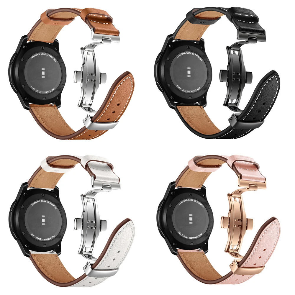 Италия Кожаный ремешок для samsung galaxy watch 46 мм Ременная Передача s3 ремешок 22 мм браслет huawei watch gt ремешок Бабочка Пряжка 46