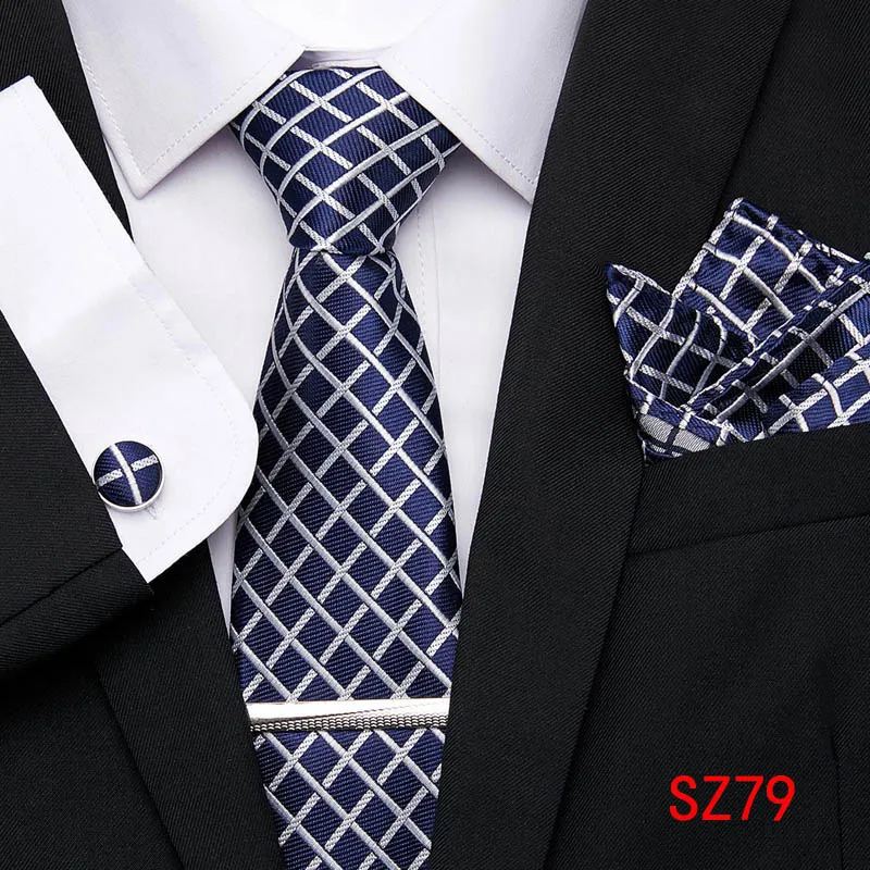 Модный мужской галстук, 7,5 см, шелк, Одноцветный галстук, набор, синий, розовый, фиолетовый, желтый, серый, красный, свадебные галстуки, Hanky, запонки, набор