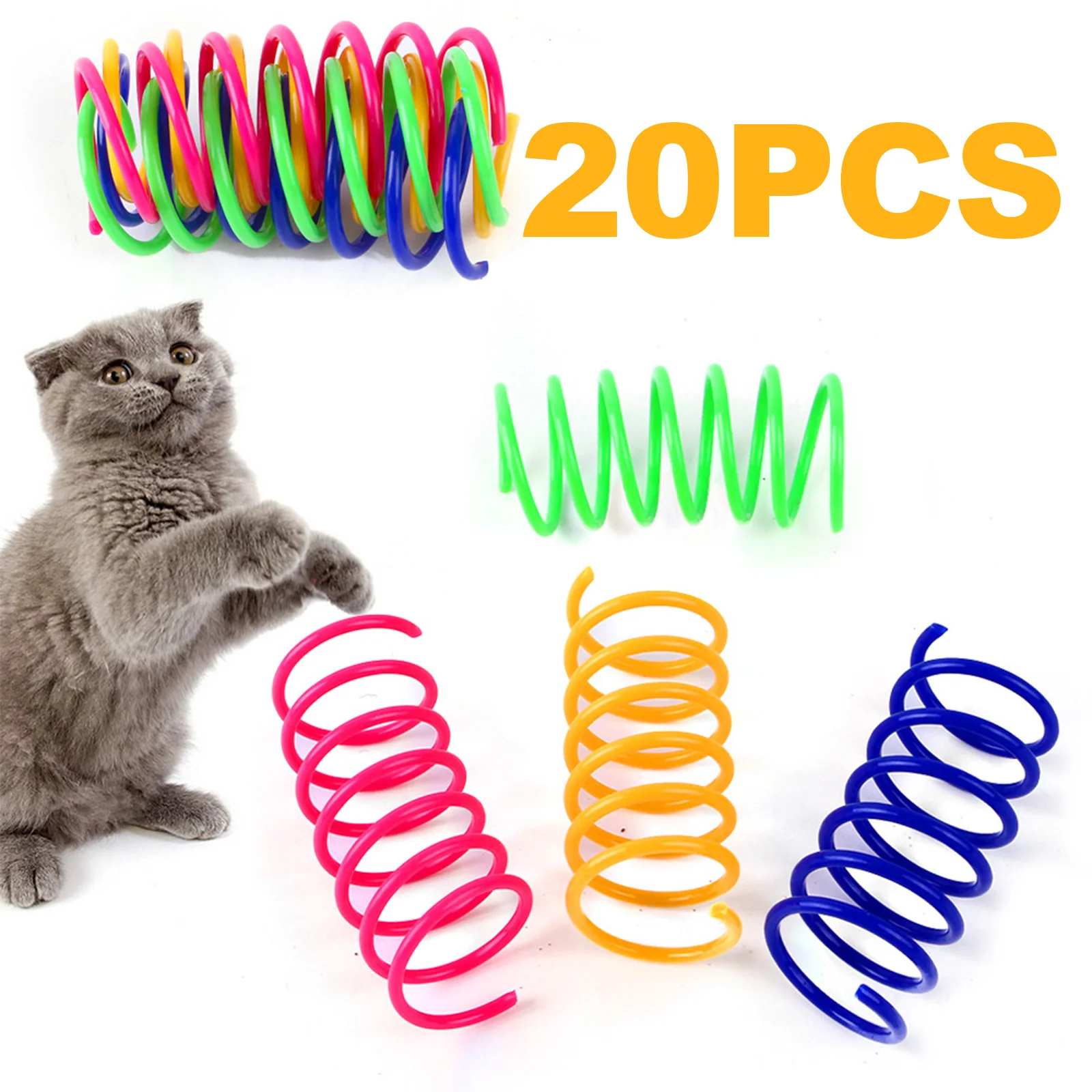Colorful Springs Toy Cat Plastic Pet Cat Spring Toy Cat Toys