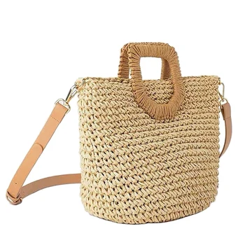 

ASDS-New Popular Women'S Straw Bag Paper Shoulders Hand-Woven Bag Quality Art And Hobby Card Holiday Woven Bag Beach Bag