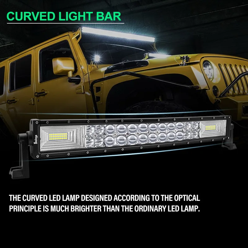 Safego, 24 дюйма, 234 Вт, изогнутый светодиодный светильник, бар, точечный прожектор, комбинированный луч, внедорожный светильник для вождения, для джипа, внедорожника, 4x4, грузовика, трактора, лодки