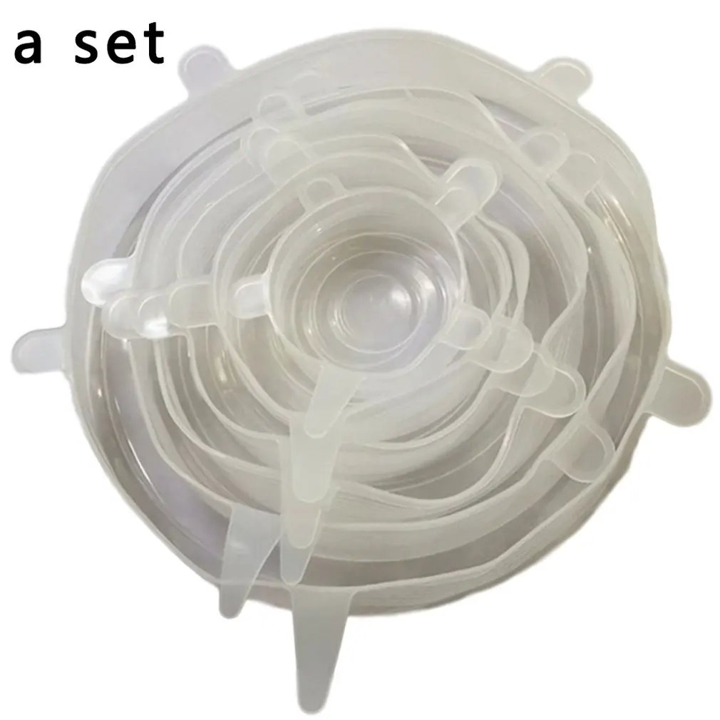 

6pcs/set Reusable Silicone Wrap Keeping Food Fresh & Sealed Kitchen Tools Stretchy Lids with 6 Different Sizes