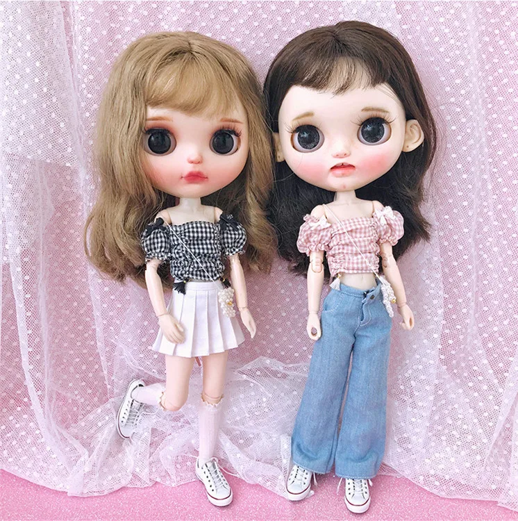 Новые кукла 1/6 брюки blyth клетчатая рубашка ob24 сумка кукольный наряд(Fit blyth, ob24, pullip, azone, licca, ICY, кукла 1/6