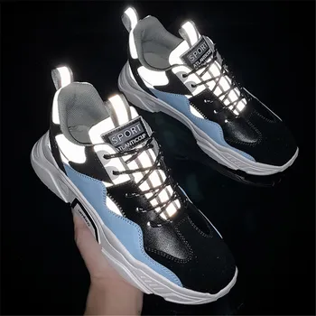 

Men's Thick Sneakers Sneakers 2020 Flyknit Breathable Light Hiking Shoes Luminous Hip Hop Shoes Plus Size Tenis Masculino Adulto