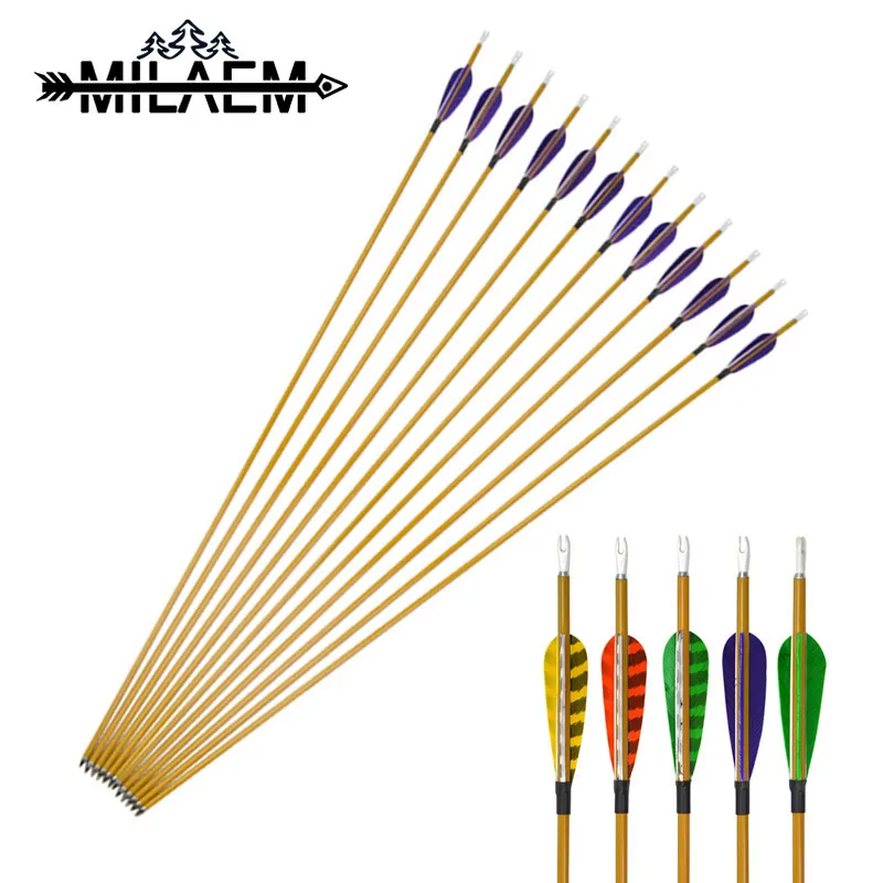 

12 Pcs Carbon Arrow Spine 900 OD 6 mm Mixed Carbon Arrow With Fixed Arrowheads Yellow Shaft Archery Shooting Accessories
