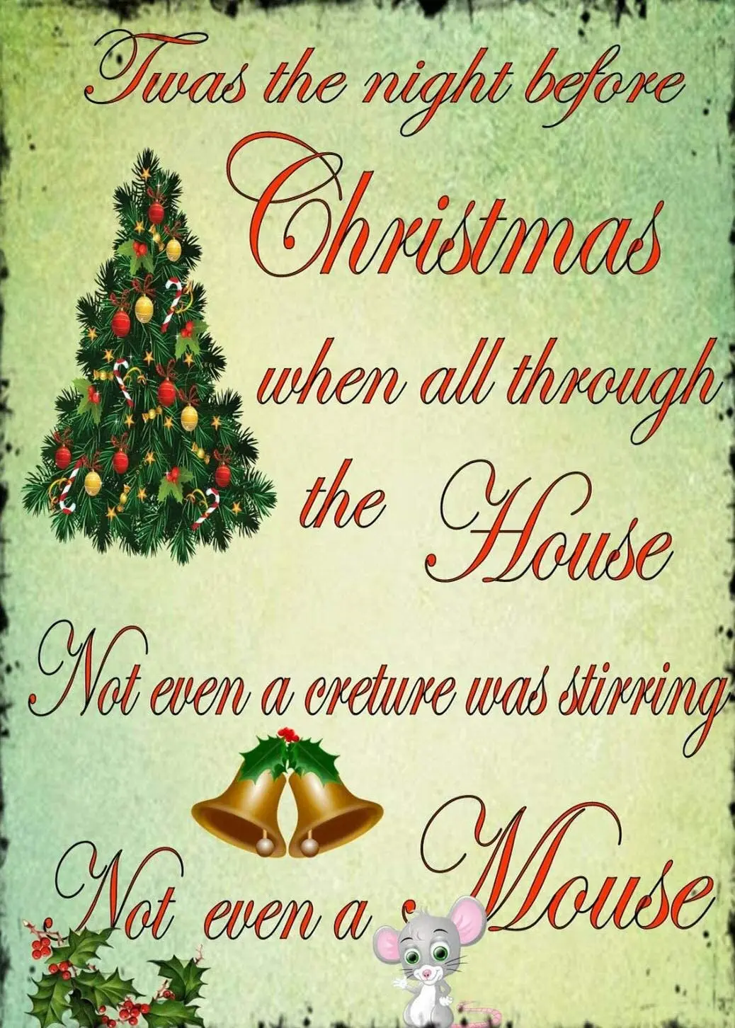 

TWAS The Night Before Christmas Metal Printed Sign Metal Sign Man Cave Retro Bar Pub Home Wall Decoration 8X12 inch