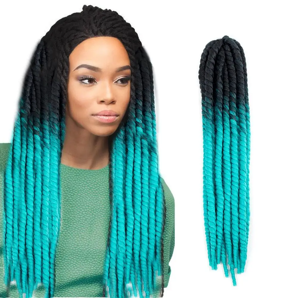 

Kong&Li 22Inch Jumbo Havana Mambo Twist Hair Crochet Braids 22'' 100 g 19 Color Ombre Synthetic Braiding Hair