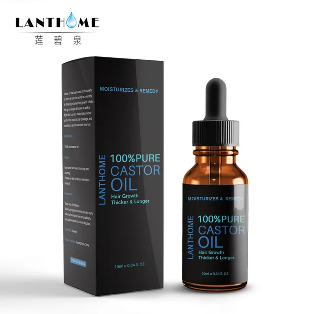 lanthome 10ML Black Castor Oil Natural Hair Growth Eyebrow Enhancer Serum Lash Lift Castor Organic Eyelash