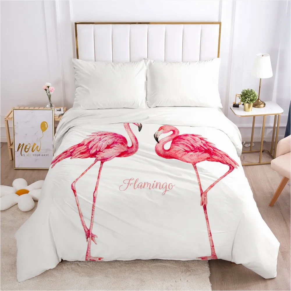 

Bedding Duvet Cover Comforter/Quilt/Blanket Case With Zipper Queen King Europe Russia Size 200x200/220*240 Nordic Flamingo