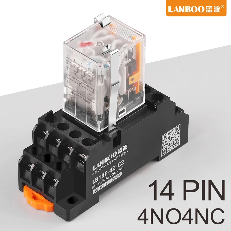 LANBOO LY2NJ HH52 электронное Микро Мини промежуточное электромагнитное реле 14 контактов катушка DPDT с разъемом