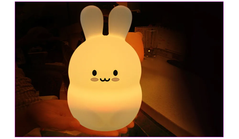 SuperNight Cute Cartoon Rabbit LED Night Light Battery Power Silicone Colorful Bedroom Bedside Table Lamp for Kids Baby Toy Gift (4)
