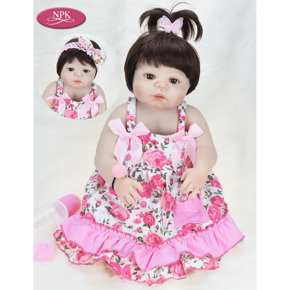 

Lifelike Baby Girl Reborn Doll Full Body Silicone Realistic Toddler Princess Girls Dolls Bath Toy 57CM Corpo De Silicone Menina