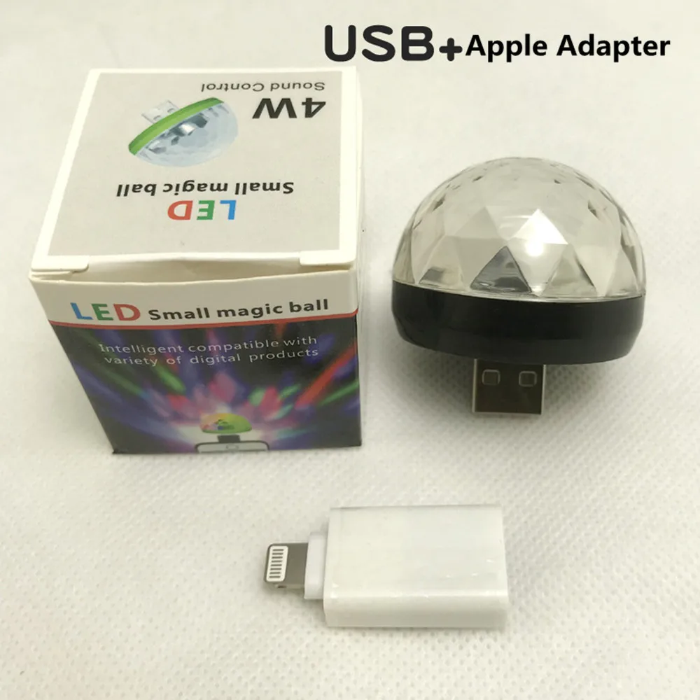 Adeeing USB диско светильник светодиодный вечерние светильник s Портативный хрустальный магический шар красочный эффект сценический светильник для дома вечерние караоке Декор - Цвет: Black For Apple