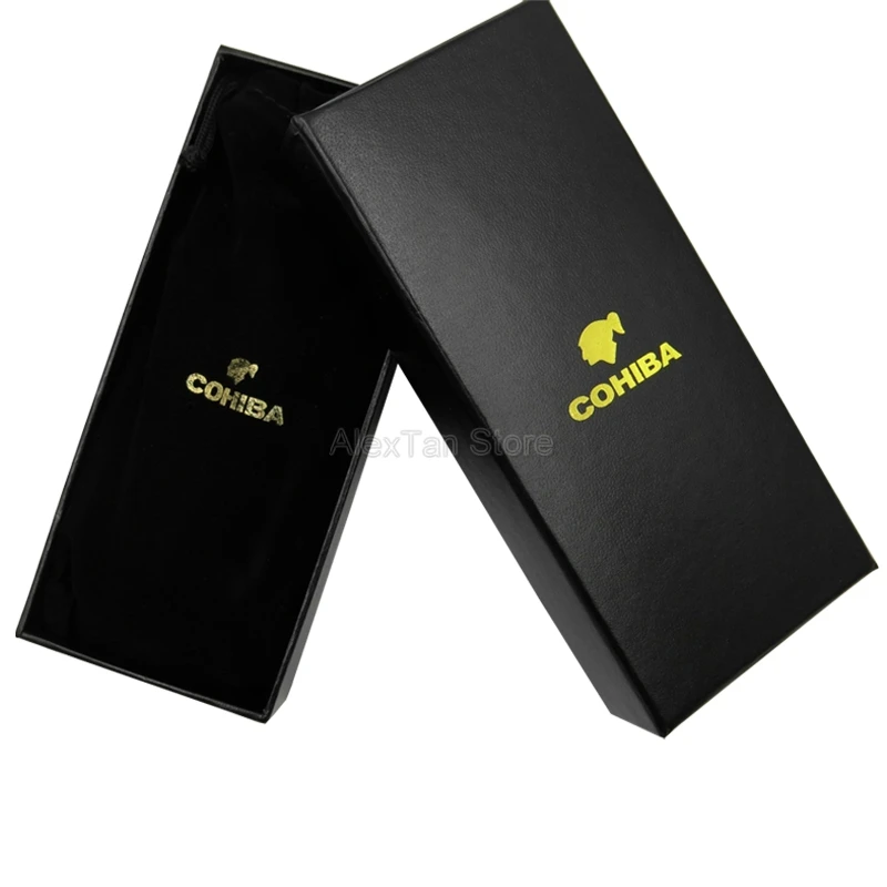 COHIBA Высококачественная коричневая коровья кожа дорожный портсигар 2 трубчатая коробка для хранения мини-сигар коробка для хранения для офиса W/Подарочная коробка