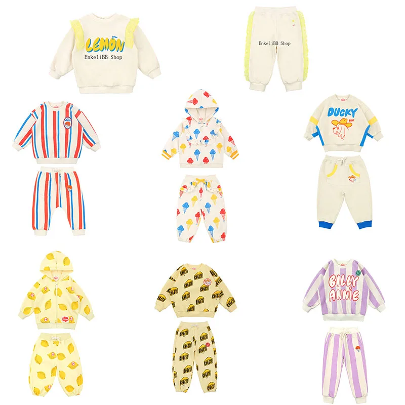 

Super Lovely Toddler Spring Casual Clothing Sets Korean Brand Kids Outfit Ice Cream Print Cute Sweatshirt Sweatpants Sets Bebe