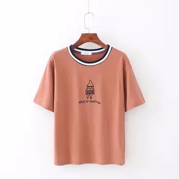 

Fashion Funny Cartoon Printed T Shirt Women Short Sleeve T Shirt Cotton O-neck