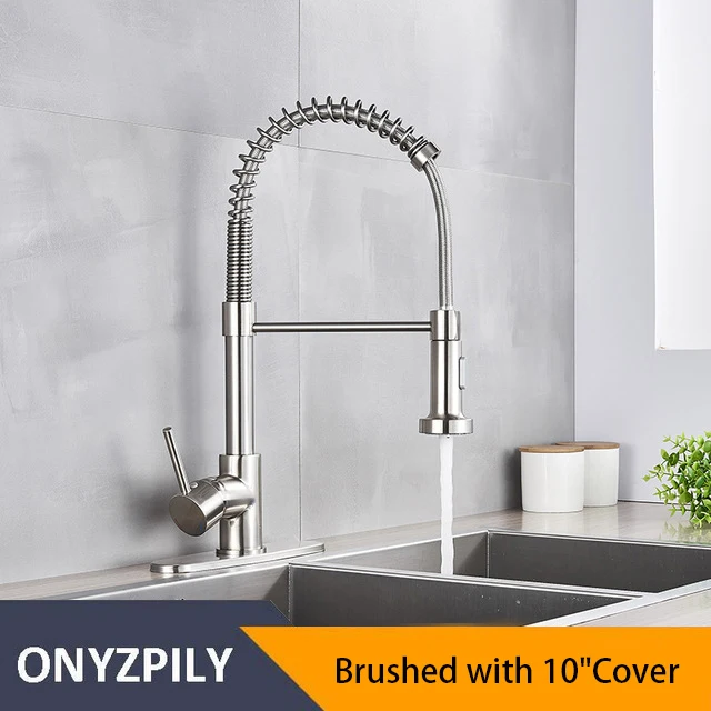 Brushed Cover Onyzpily пружинный смеситель для кухонной раковины Pull Down опрыскиватель матовый распылитель на кран Дека установка смеситель горячая холодная torneira - Цвет: Brushed Cover