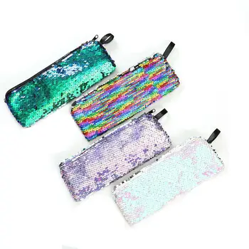 

High-capacity Sequins Student Pen Pencil Case Zip Portable Makeup Bag Storage Coin Purses