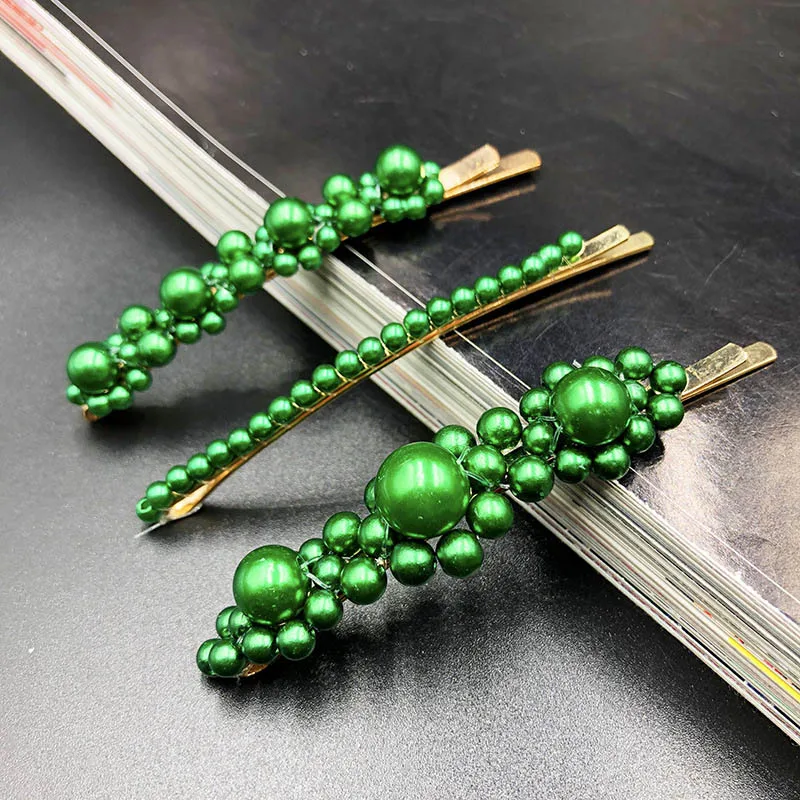 

1 Set Korea Solid Colorful Pearl Hair Clips For Women Hair Barrette Hairpins Trendy Handmade Fish line Accessories Nice Gifts