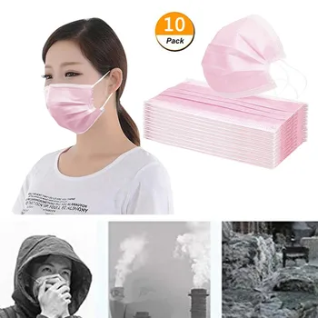 

10pcs Disposable Pink Facemask Nonwoven 3 Layer Ply Filter mouth Face Masker Breathable Bacteria Proof Adult Protective maskes