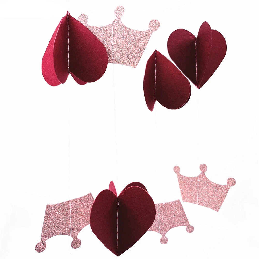 2 м 3D Love Heart Gittler Корона из бумаги Гирлянда висячая струна С Днем Рождения овсянка бумажный баннер для DIY дома Свадьба Рождество D - Цвет: B