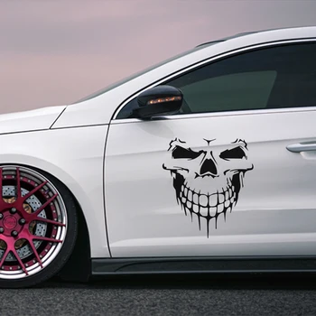 

2Pcs Car Hood Stickers Auto Side Door Vinyl Film Skull Decals for Skoda Octavia A5 A7 Toyota Corolla Yaris C-HR Car Accessories