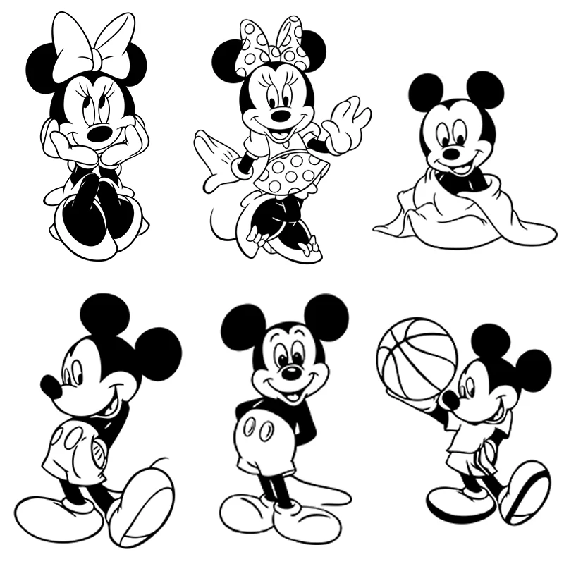Черные настенные стикеры disney с Микки и Минни для детской комнаты домашний декор