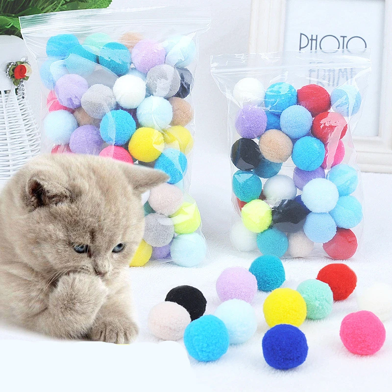 Colorful Cat Toys Ball Plush Wool Funny Interactive Balls Pet Toys for Kitten Kitty Bulk Pack Pet Accessories Product for Cats best interactive cat toys