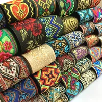 Buy HOT 3 Yards 5CM Vintage Ethnic Embroidery Lace Ribbon Lace Trim Clothes Bag Accessories Embroidered Fabric Custom Online - Image 3