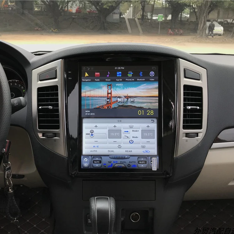 Автомобильный DVD видеоплеер в стиле Tesla Android 12 1 GPS навигация для Mitsubishi Pajero 4 2006 2014