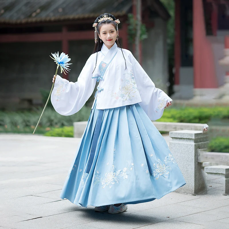 Вышивка танцевальные костюмы синий Hanfu женское платье феи народный фестивальный рейв наряд певцов традиционная одежда для выступлений DC3167
