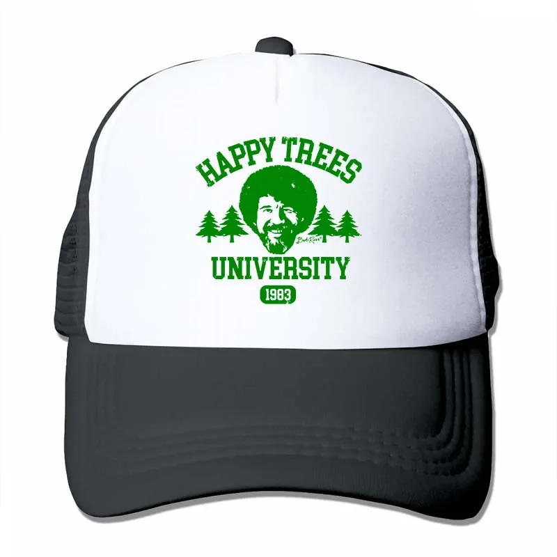 Bob Ross Happy Trees Университетская бейсбольная Кепка Для Взрослых L XL 2XL серая Зеленая Бейсболка для мужчин и женщин Кепка для водителя грузовика модная Регулируемая Кепка - Цвет: 4-Black